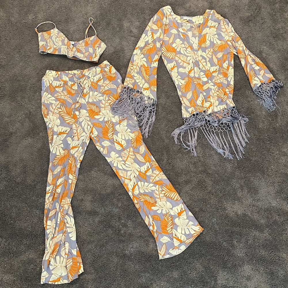 Vici x summer of Diane pants, bralette and cardigan